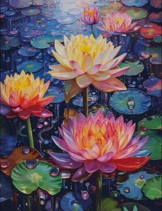 Colorful Lotus 14CT 16CT Printed On Canvas Cross Stitch DIY Set Chinese Pattern Kit Home Needlework Embroidery 190 Colors